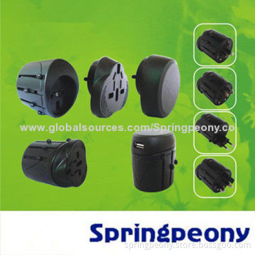 Universal Travel Power Plug with 110-250V Rated Voltage, CE, FCC, RoHS, SGS Marks